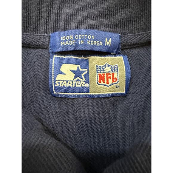 Vintage Dallas Cowboys Shirt Mens Medium Blue NFL Football Polo Starter 90s - Picture 3 of 7